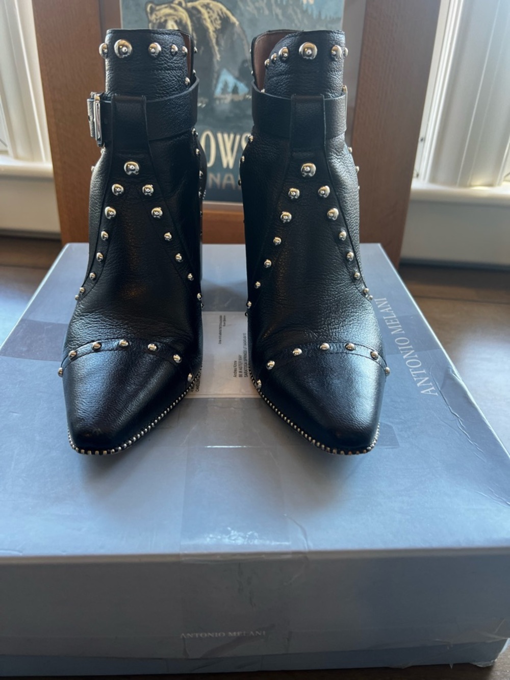 Studded Black Leather Ankle Boots - Designer Style